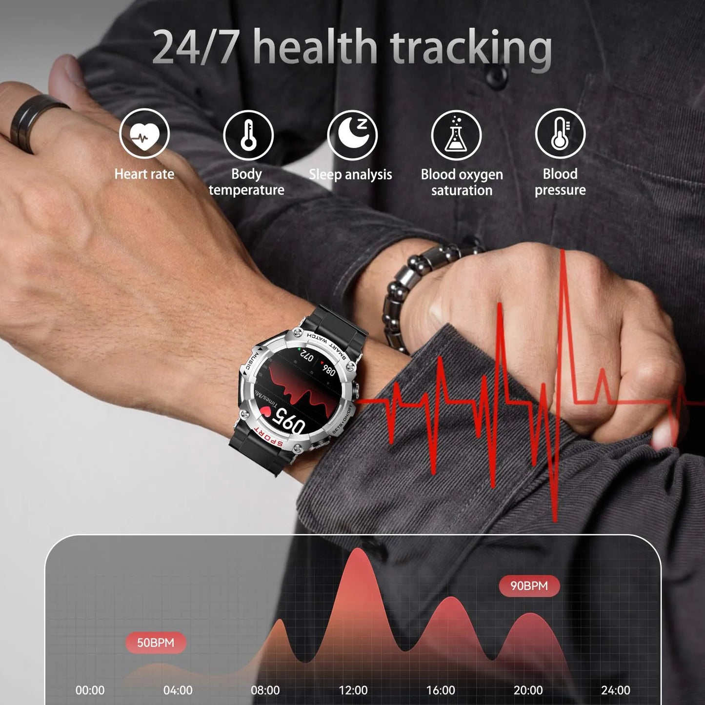Smart Watch AMOLED Display With In-Ear Bluetooth Headset