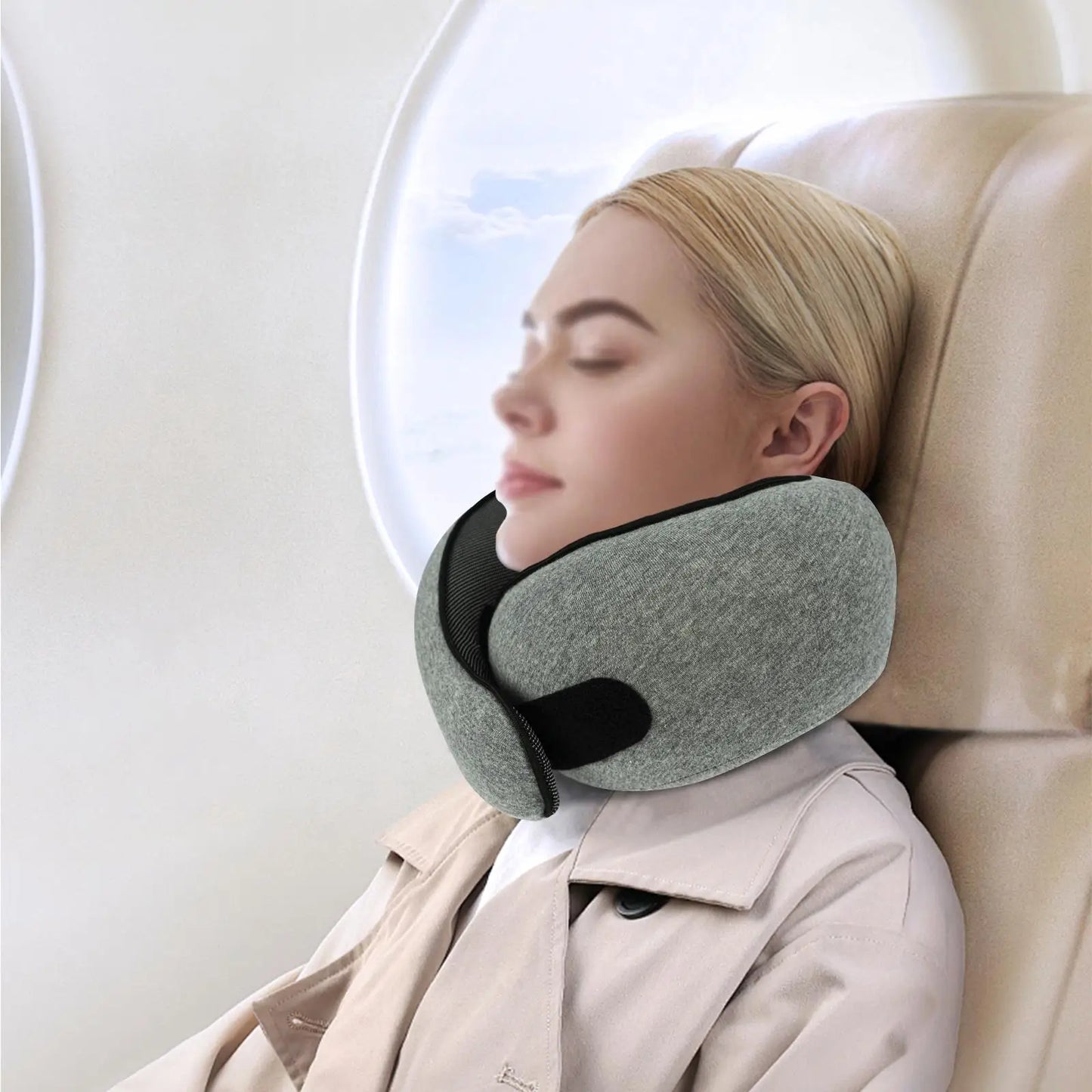 Memory Foam Travel Neck Pillow for Airplanes 360 Degree Head Support Sleeping Essential