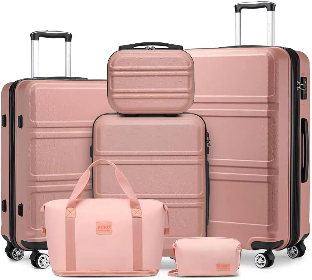 Kono 6 Piece Luggage Set Lightweight ABS Hardshell TSA Lock