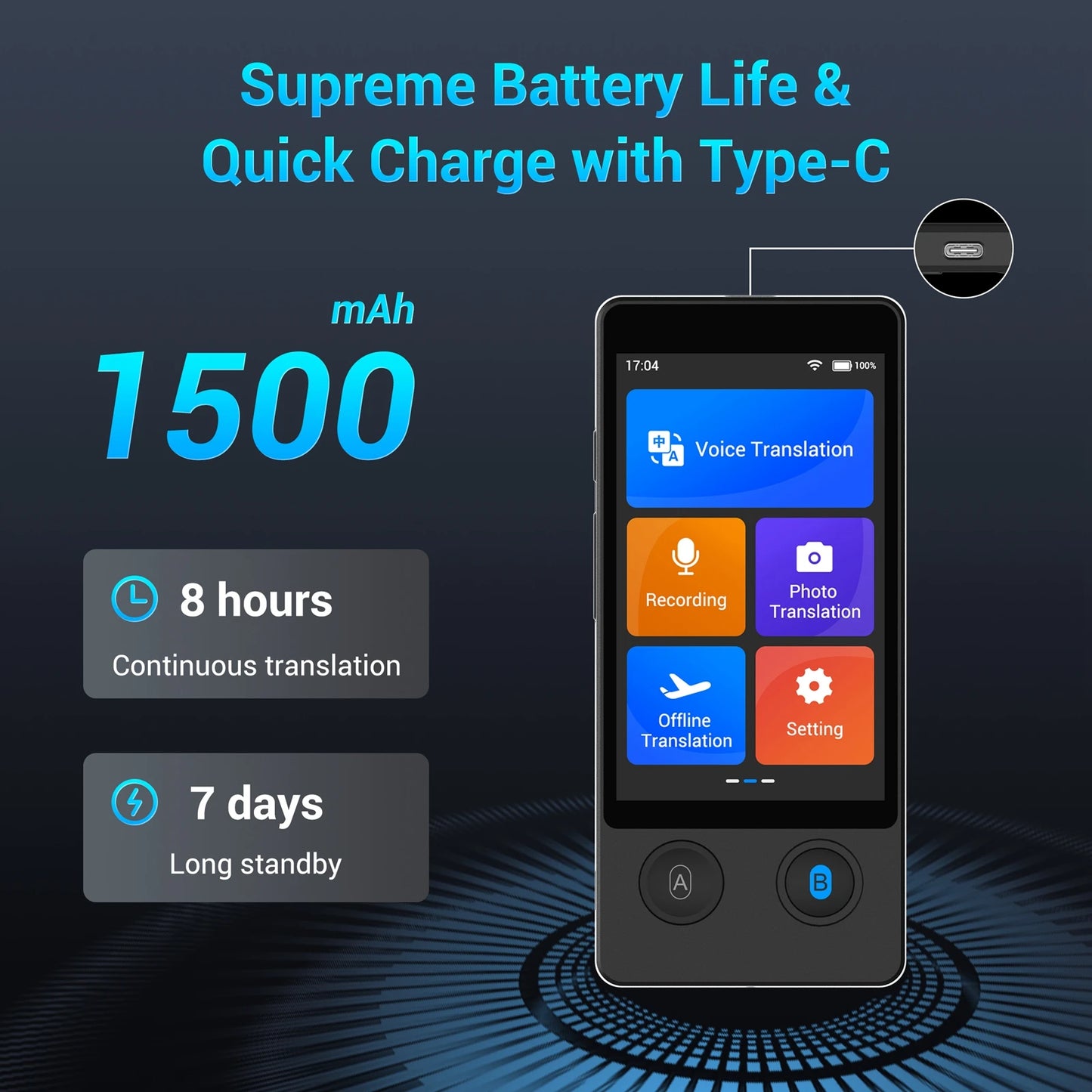 Wooask W12 Voice Translator 144 Languages Real Time Translation Device 16 Offline Packs No WiFi Needed Travel Business Tool