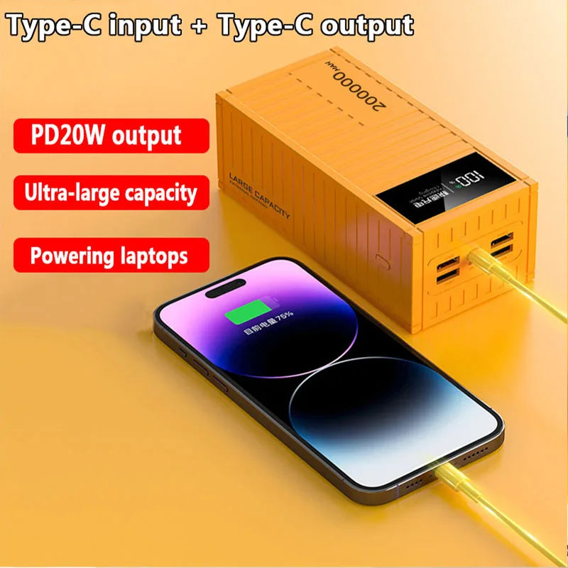 200000mAh Power Bank 66W Fast Charger Portable For Phones