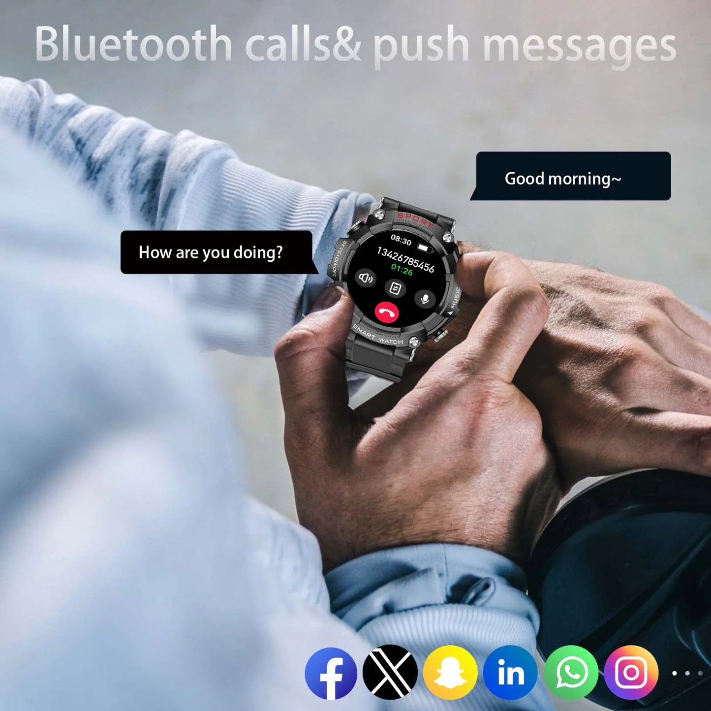 Smart Watch AMOLED Display With In-Ear Bluetooth Headset