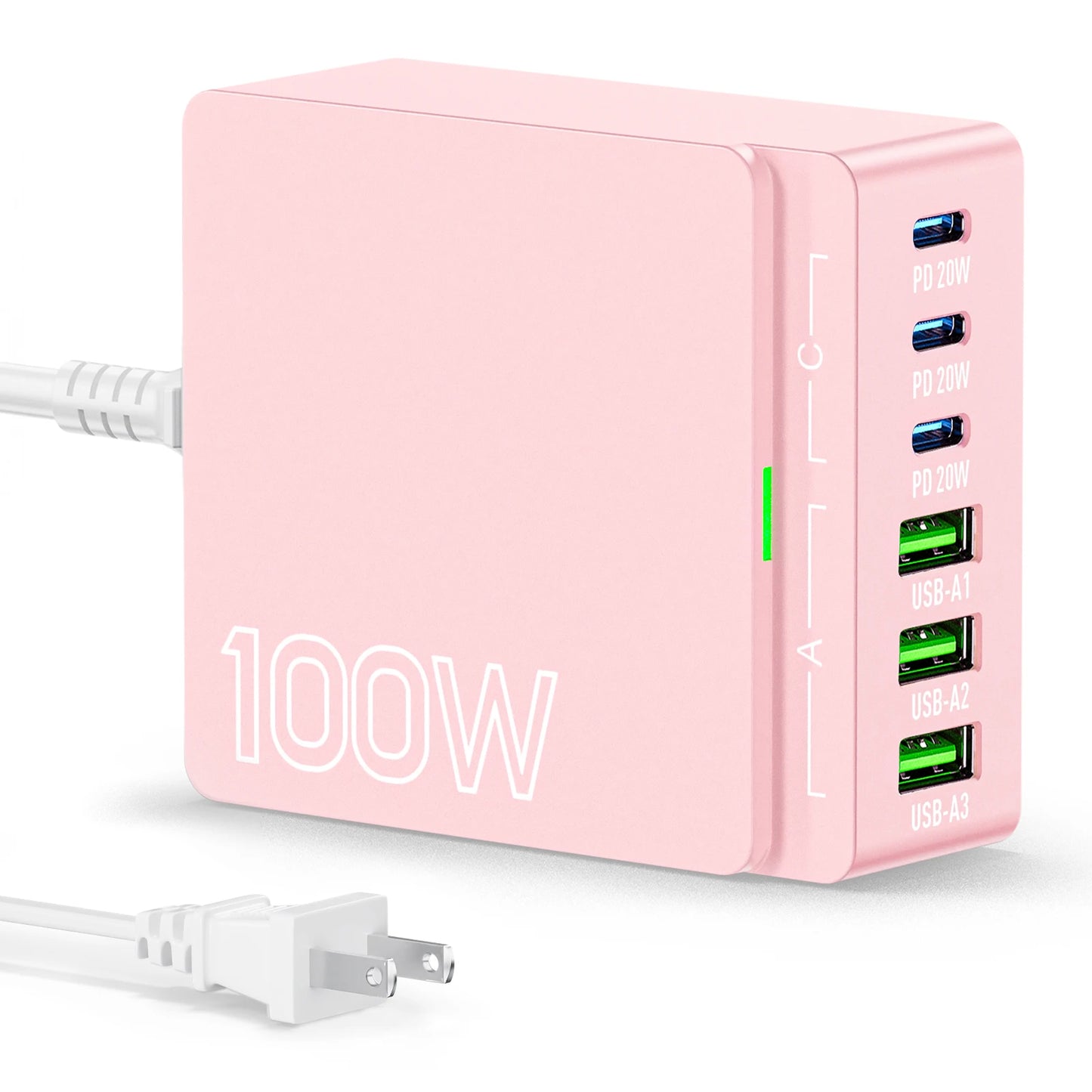 100W 6-Port GaN Quick Charge Hub for Cell Phone Tablet Laptop