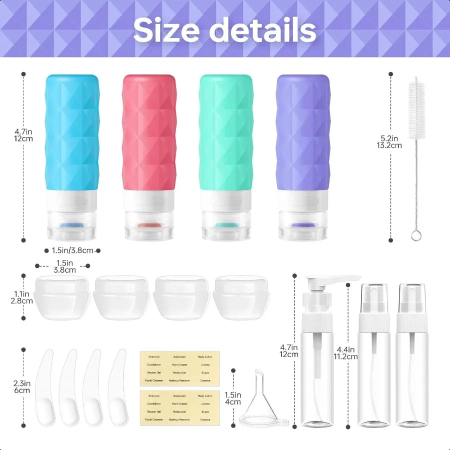 20 Pack Travel Bottle Set Leak Proof TSA Approved