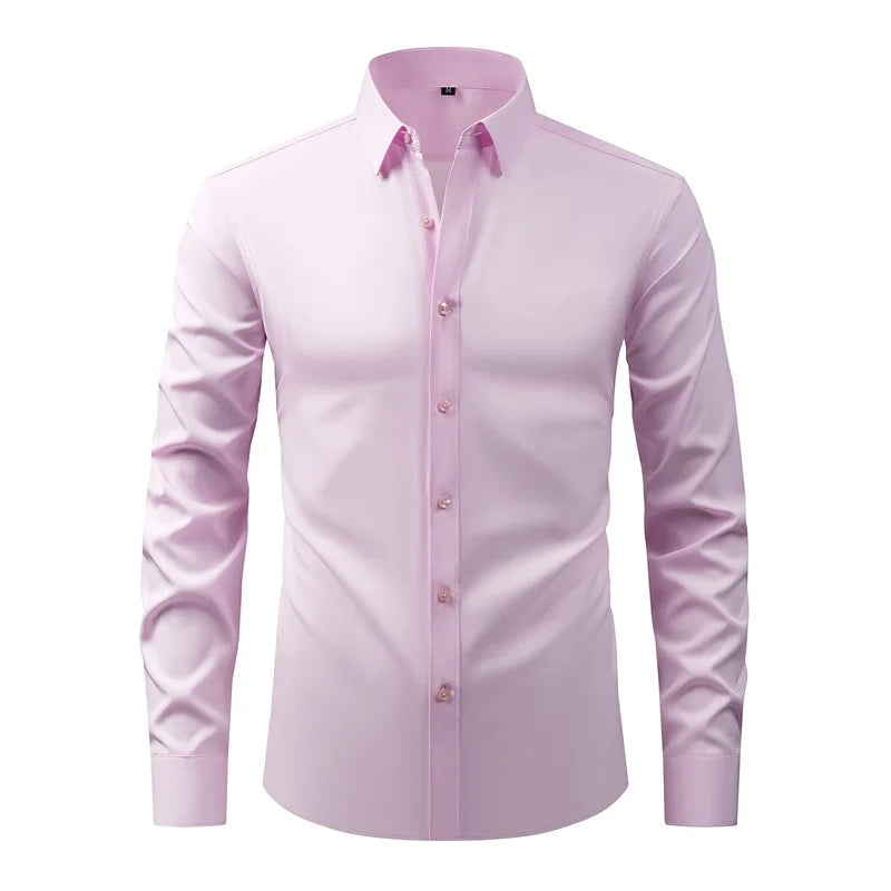 Men's Classic Button Down Shirt with Long Sleeves for Casual Spring and Summer