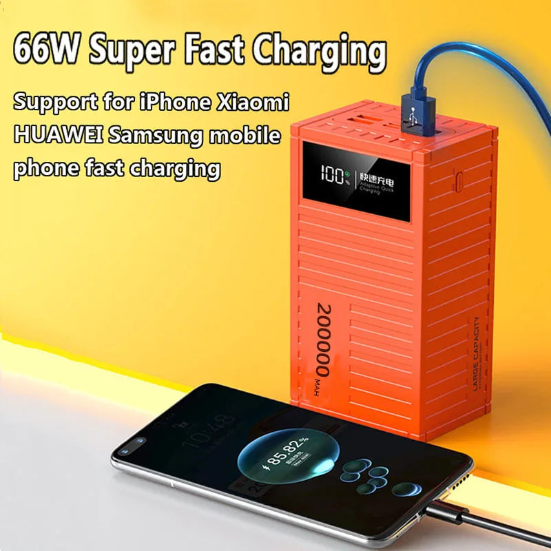 200000mAh Power Bank 66W Fast Charger Portable For Phones