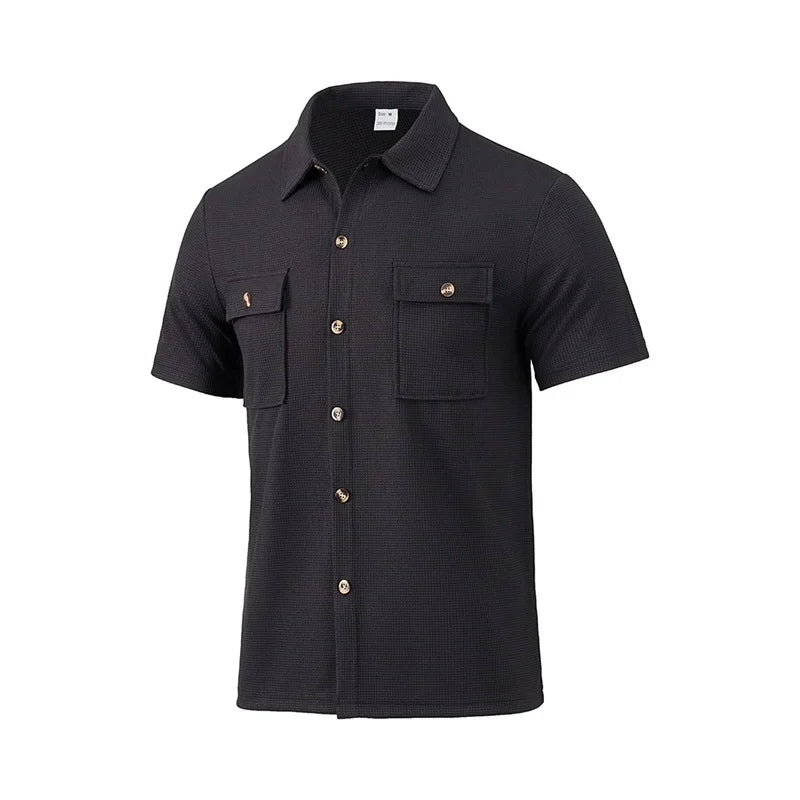 Men's Casual Short Sleeve Button Down Shirt for All Seasons