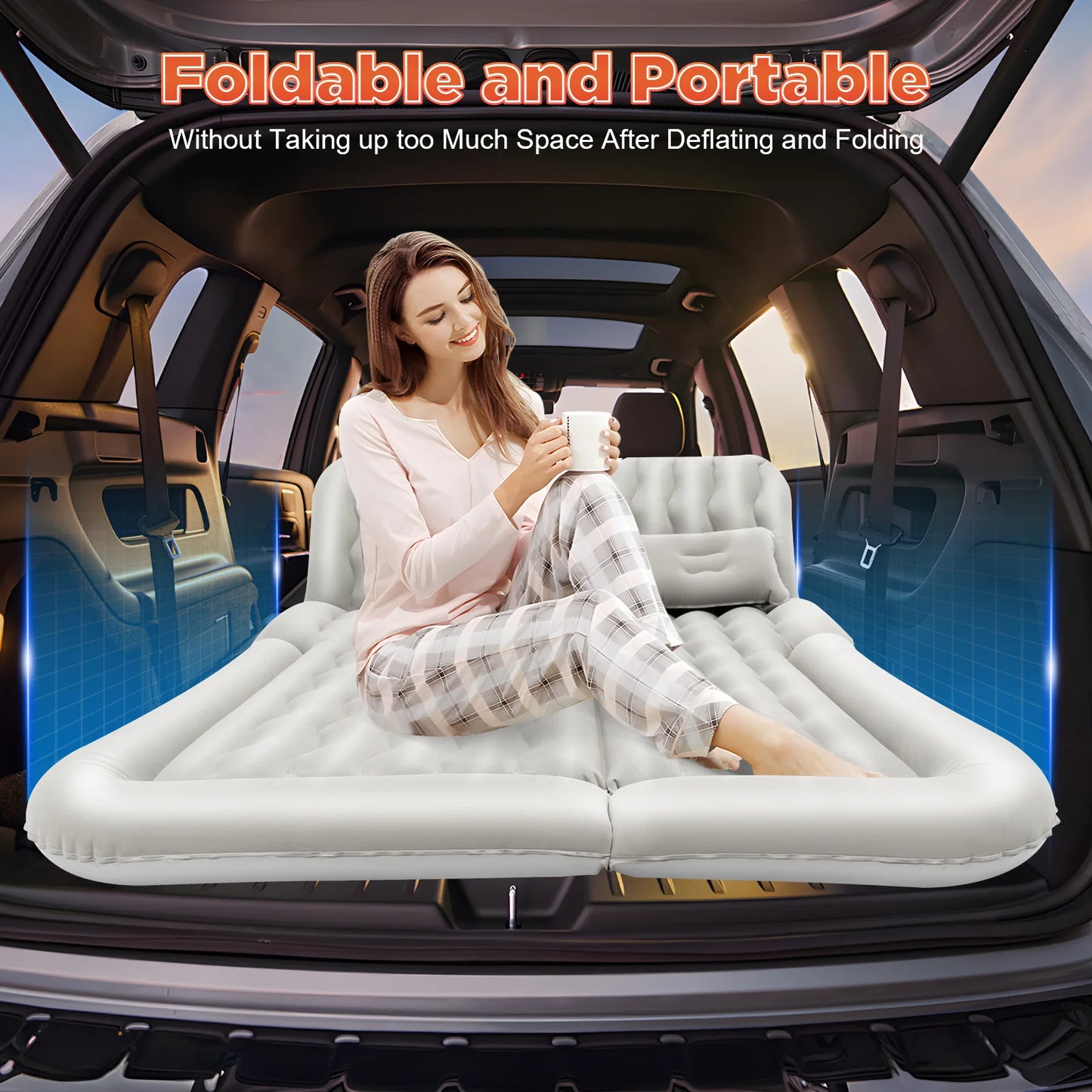 SUV Air Mattress with Air Pump Inflatable Car Mattress Universal Fit