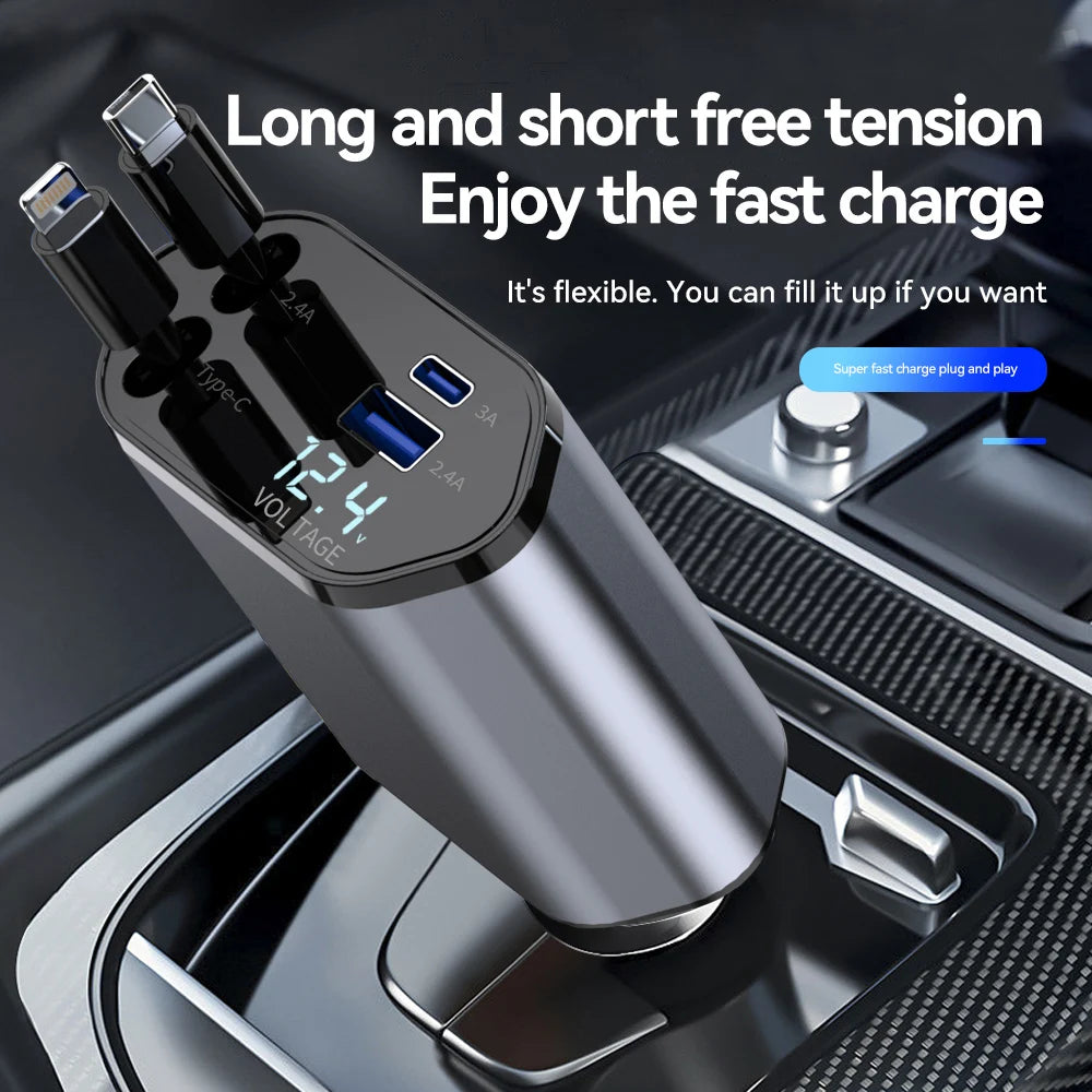 120W 4 in 1 Car Cigarette Lighter Fast Charger