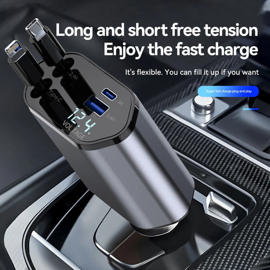 120W 4 in 1 Car Cigarette Lighter Fast Charger
