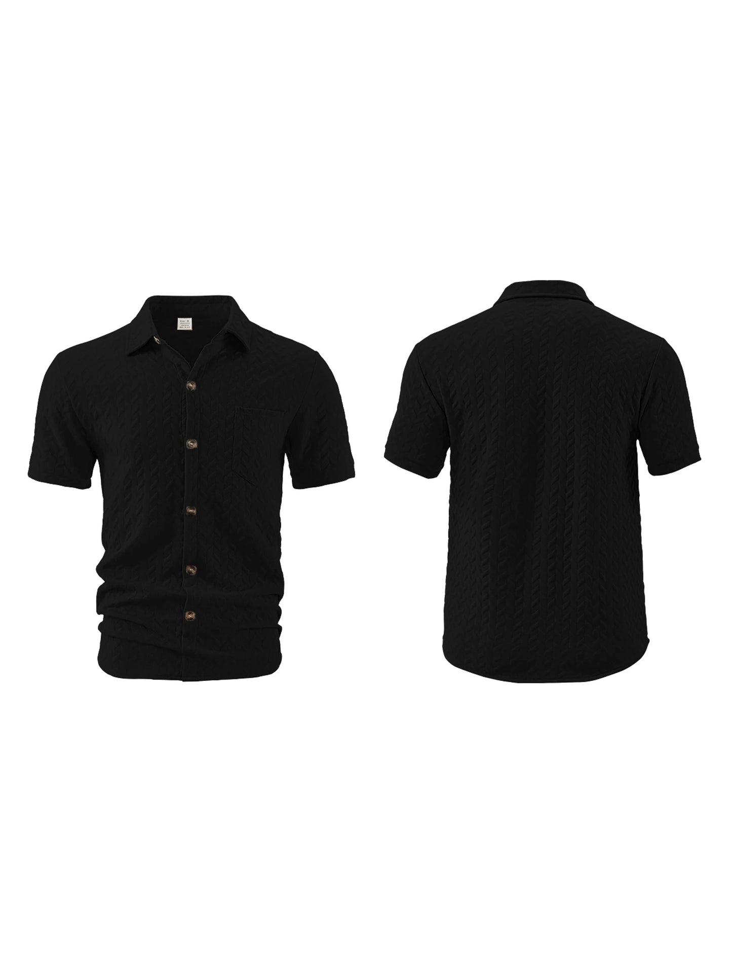 Men's Casual Short Sleeve Button Down Shirt with Turn Down Collar