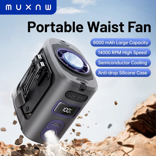 Muxnw Portable Waist Clip Fan Silicone Sleeve Protection