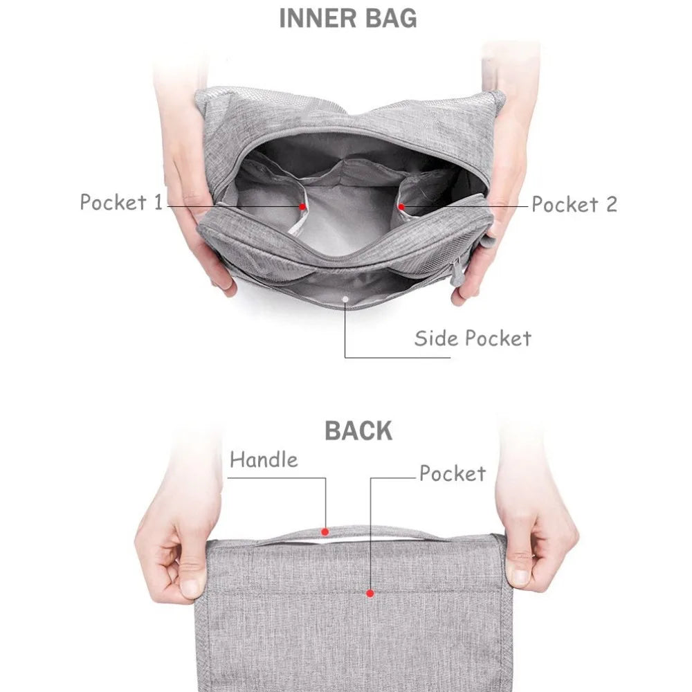 Travel Toiletry Bags Portable Cosmetic Organizer with Hanging Hook Durable Polyester Water Resistant Multi Function Travel Bag