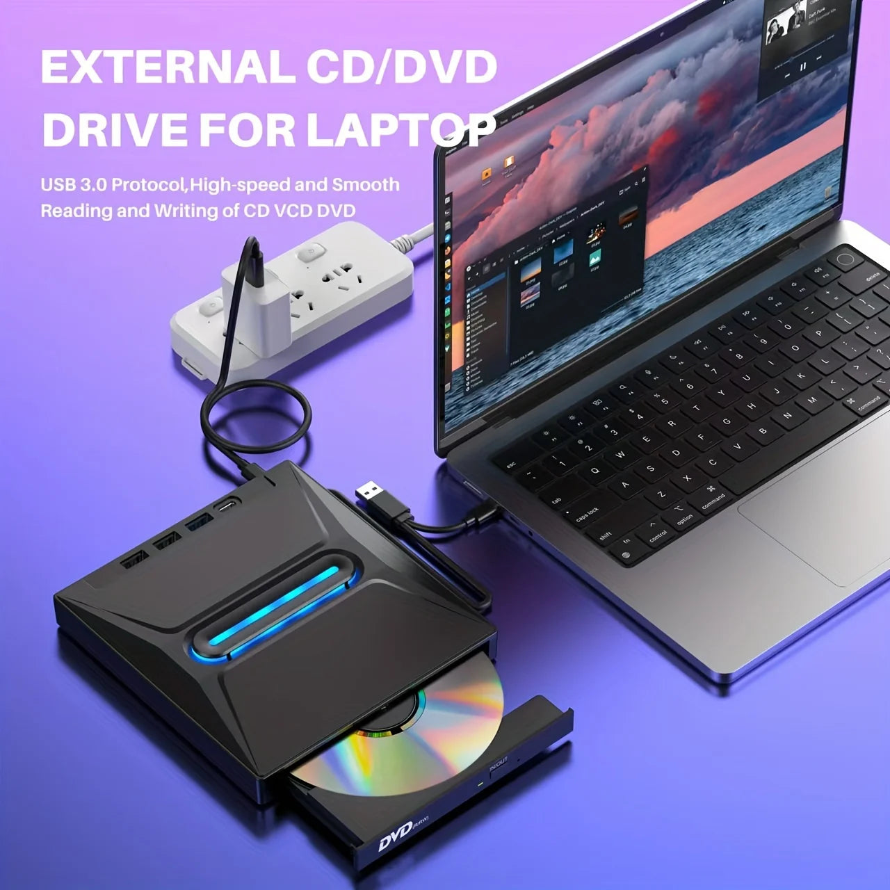 New Luminous 3 USB 3.0 External CD DVD Drive Typ C Portable