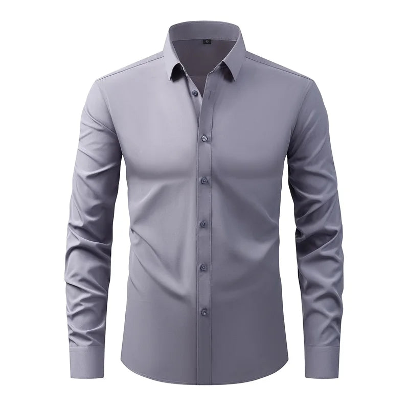 Men's Classic Button Down Shirt with Long Sleeves for Casual Spring and Summer