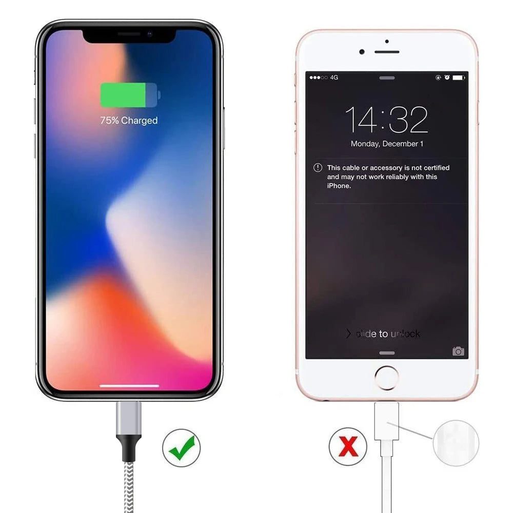 3pcs Nylon Braided Fast Charging Cables 3ft 6ft 10ft