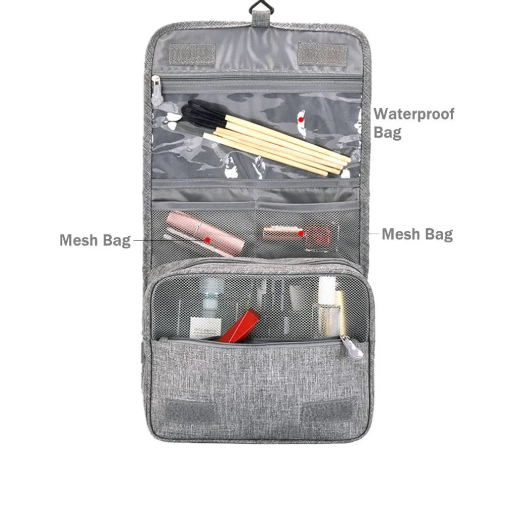 Travel Toiletry Bags Portable Cosmetic Organizer with Hanging Hook Durable Polyester Water Resistant Multi Function Travel Bag