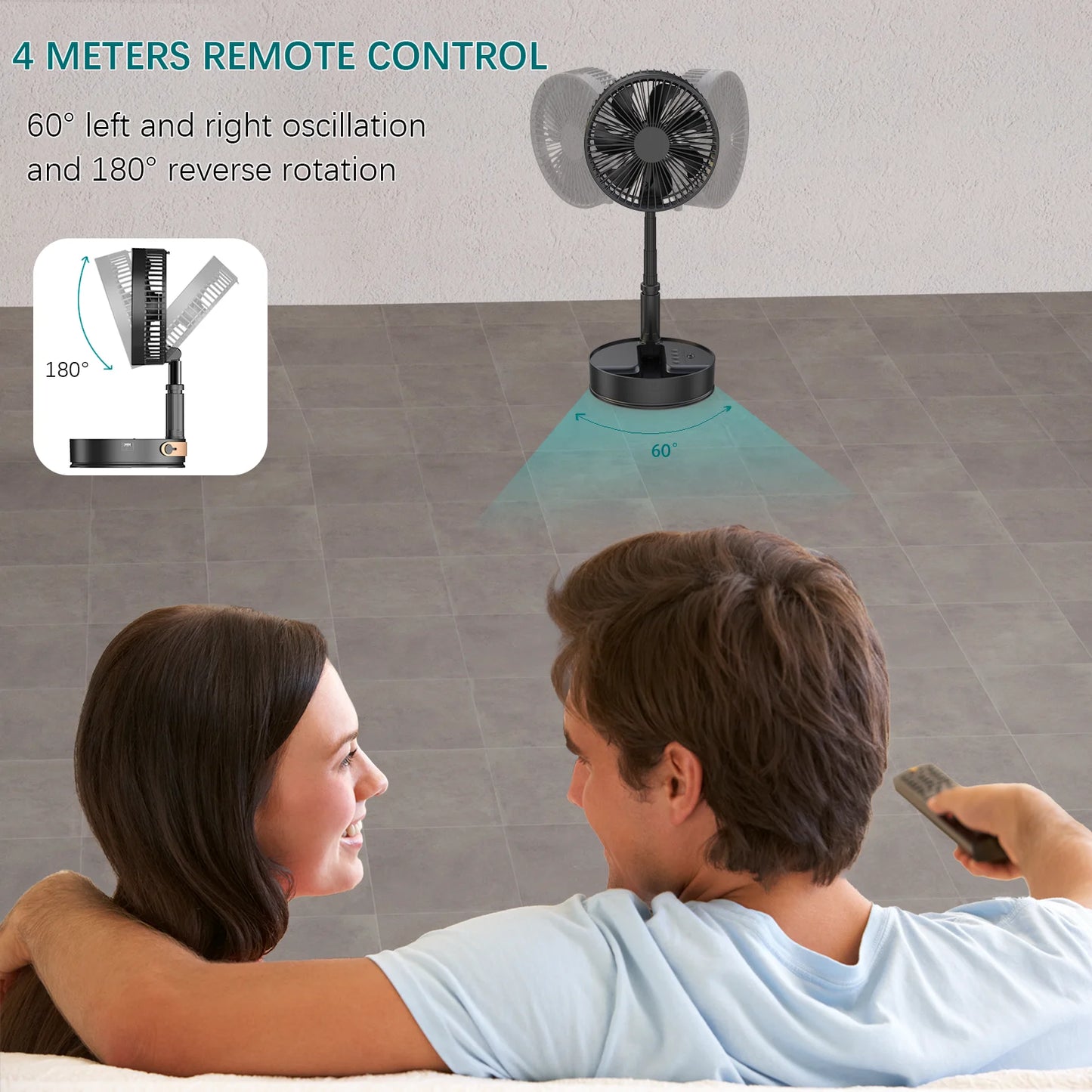 Remote Control Hand Strap USB Portable Fan With 4 Speeds
